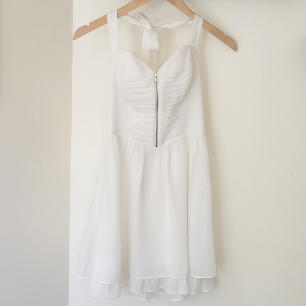 Off White Halter Mini Sundress - Picture 6 of 11
